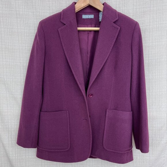 Vintage Jackets & Blazers - Vintage Cashmere Wool Longline Blazer Two Button Vintage Woolmark Blend Size 6